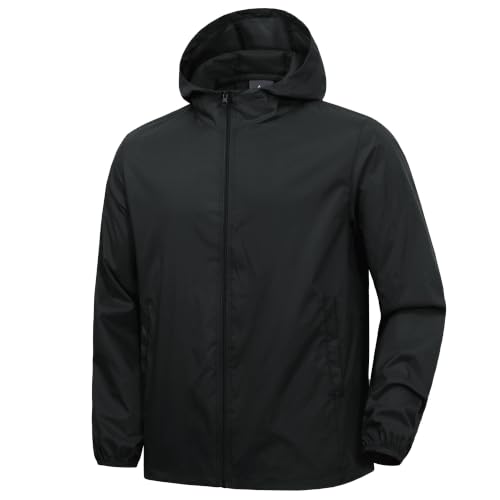 Image of ZITY Mens Lightweight Hooded Waterproof Rain Jacket Packable Windbreaker