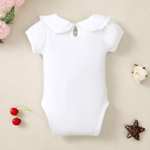 Magic Park 0-24M Infant Girl Puff Sleeve Bodysuit Baby Peter Pan Collar Romper Toddler Ruffle Jumpsuit Casual Tops2