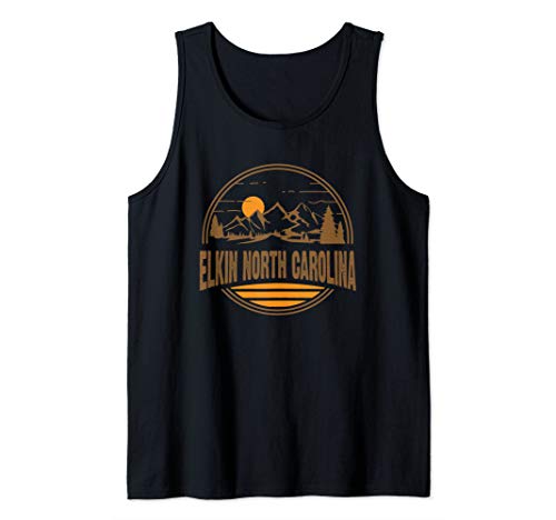 Vintage Elkin, North Carolina Mountain Hiking Souvenir Print Tank Top