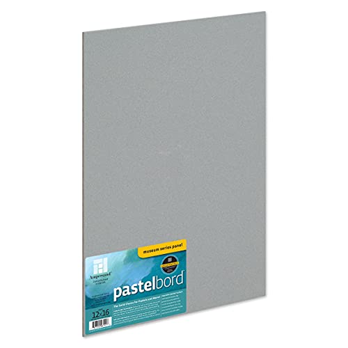 Ampersand Art Supply Pastel Painting Panel: Museum Series Pastelbord, Gray, 1/8 Inch Flat Profile, 12x16