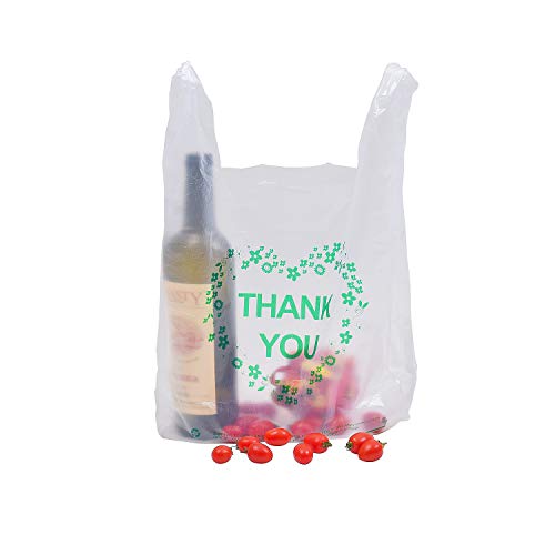 Lazyme T-BAG-50-THANK-GREEN You T Shirt Bags Plastic Grocery Bags White Sturdy Handled Merchandise Bags,Standard Supermarket Size thumb #6