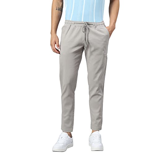 Image of Hubberholme Men's Tapered Fit Cotton Trousers, Ankle Length Elastic & Drawstring Waist Chinos