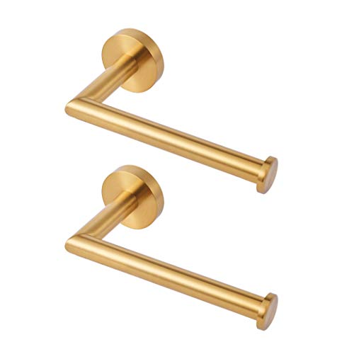HITSLAM portarrollos para Papel higiénico Acero Inoxidable Porta Rollos de Papel higienico portarrollos baño ontado en la Pared con Tornillos para baño Latón Cepillado - 2 Piezas Cover