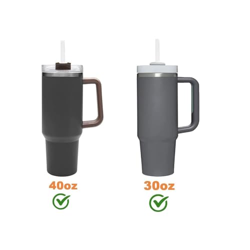 2 Pack Replacement Straw Compatible with Stanley 40 oz 30 oz Cup Tumbler, Reusable Straw with Cleaning Brush, Plastic, White - Thumbnail 3
