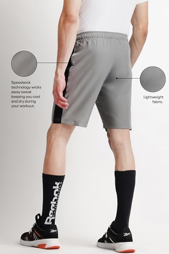 Image of Reebok Men's Woven Polyester Gym Shorts - Lightweight Cooling Training Shorts for Men | Sports Shorts for Men | Workout Running Gym Shorts - Elastic Drawcord Waistband