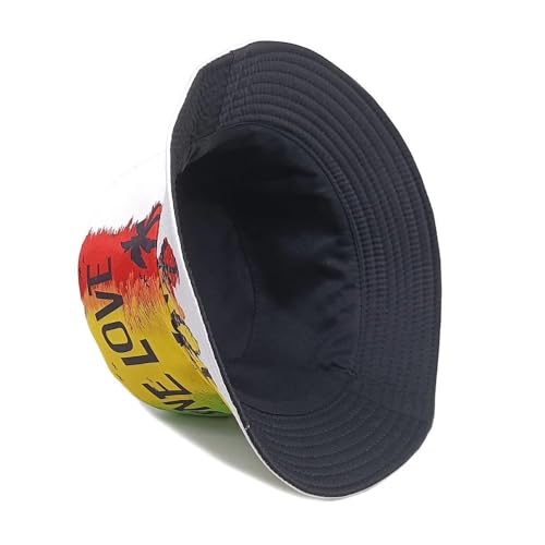 Image of One Love Music Reggae Rasta Jamaican Men's Women's Bucket Hat Packable Lightweight Outdoor Hat