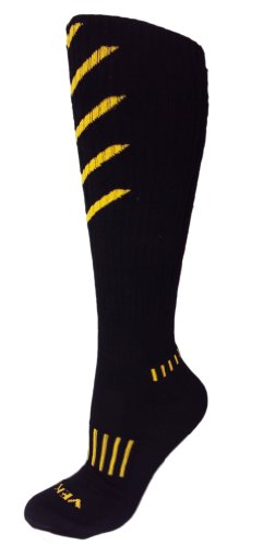 Knee-High Black with Gold and Blood Red Ultimate VEKTR Premium Deadlift Fitness Socks4