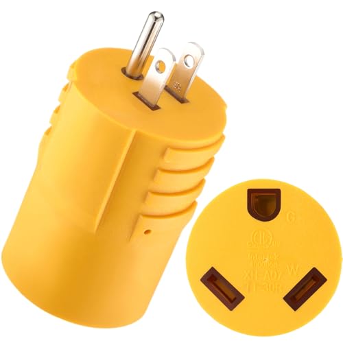 Kanayu 30 Amp to 15 Amp 110 Volt RV Adapter Compatible with NEMA 5-15P to TT-30R, 3 Prong RV Power Adapter 15A Household Male to 30A Female Electrical Converter for Trailer Camper