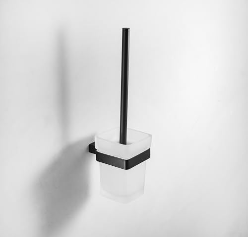 Juego de escobilla de inodoro y soporte para montaje en pared, limpiador higiénico de baño cromado, kit de limpieza de inodoro elegante que ahorra espacio para un uso sin esfuerzo e higiene superior