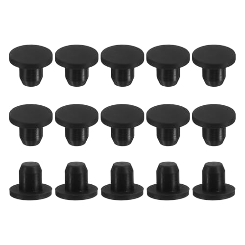 Image of uxcell 15Pcs Silicone Hole Plug, Waterproof Solid T-Shaped Rubber Stoppers Bottle Seal Tube Pipe Plug End Cap for 8.2mm /0.32 inch Hole for Bathtub Bottle, 0.35 inch Plug Height, Black