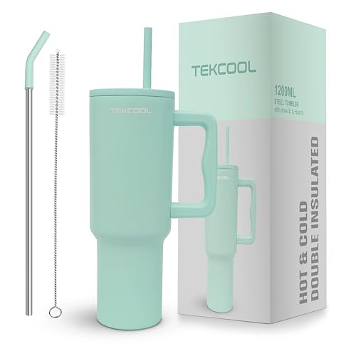 Image of Tumbler with lid and Straw 1200ML Cup Stainless Steel Hot and Cold with Handle and Lid 2 Straw Vacuum Insulated Tumbler for Water, Iced Tea or Coffee Office Gym Travelling