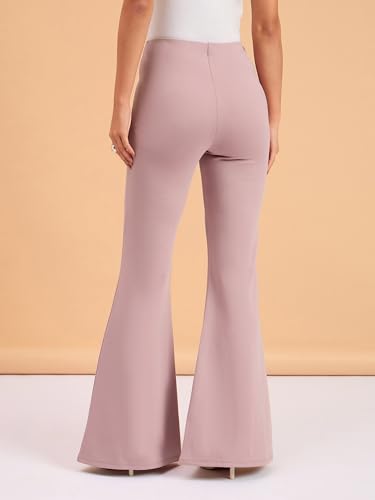 Image of barcino White 4-Way Stretch Bootcut Flared Trousers
