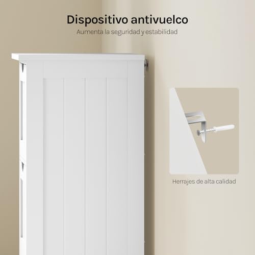 Miniatura 7 de Woltu Armario De Baño, Mueble Auxiliar Baño, Con 3 Cajones, Para Espacios Pequeño, 32 X 30 X 81 Cm, Cajonera Baño Estrecha, Para Sala De Estar, Comedor, Cocina, Estilo Moderno, Blanco Bzs123ws