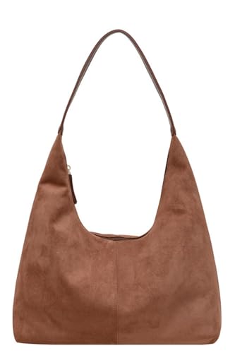Slouchy Suede Shoulder Bags For Women Underarm Bag Womens Tote Bag Work Purses Crescent Bag Suede Handbag Travel Winter Fall