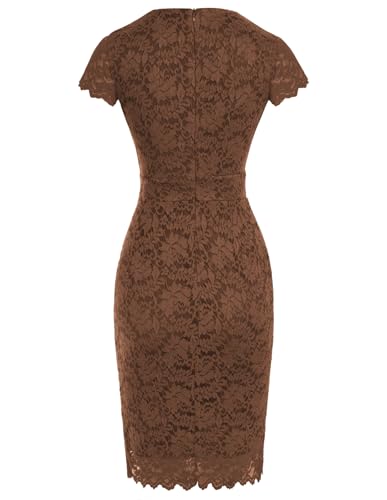 Image of GRACE KARIN Cocktail Dresses for Women Cap Sleeve Lace Dress | Business Casual, Semi Formal Pencil Dress for Wedding Guest, derby, party, banquet, Elegante, Spring Summer, bodycon dress