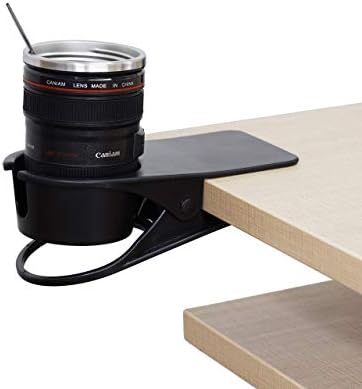 F-KING 飲料 カップ ホルダー クリップ、デスク カップ ホルダー、テーブル エッジ クランプ カップ ホルダー、水 ガラス、コーヒー マグ、飲料、携帯電話。ベスト オフィス アクセサリー。 ブラック