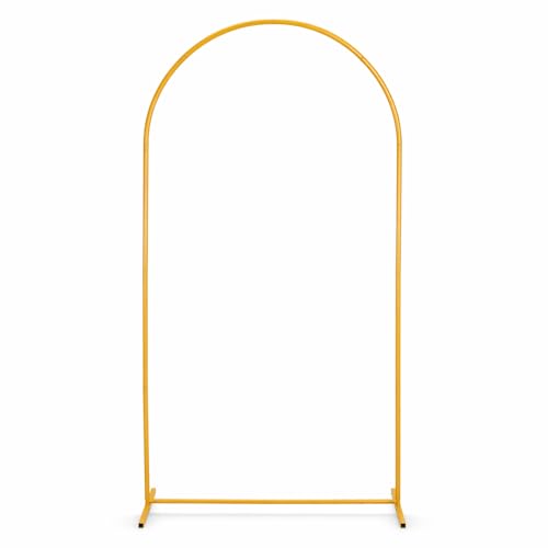 GREENSAPPIRE 1m x 2m Moon Gate Arch Metal Arch Backdrop Stand a Decorative Frame Suitable for Weddings Gardens and Outdoor Photo Zones (gold Moon Gate Arch)