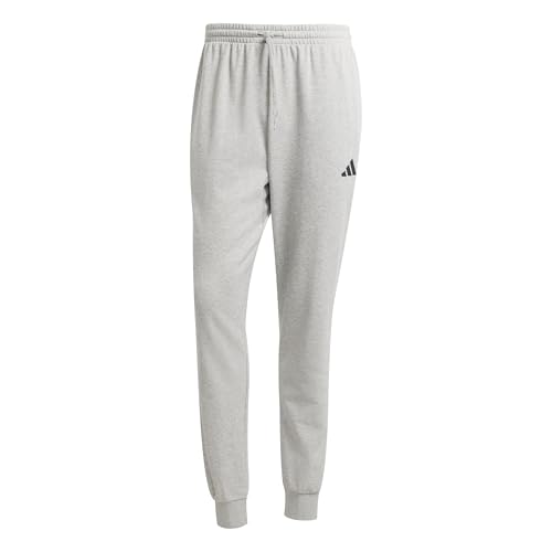 adidas Herren Essentials FEELCOZY French Terry Pant, Medium Grey Heather/Black, L
