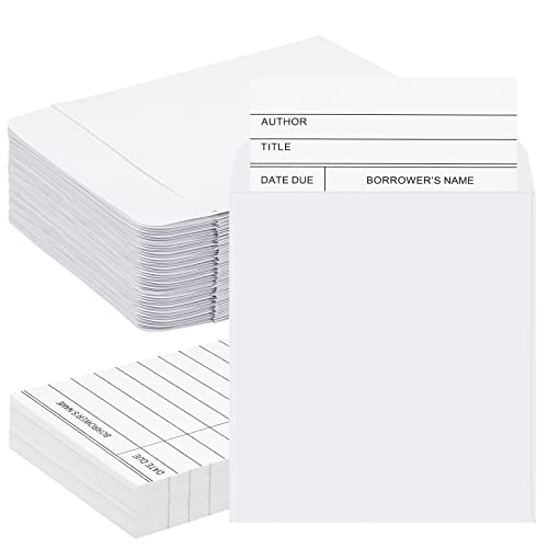 Sobres autoadhesivos de biblioteca con tarjetas blancas para evitar la pérdida de libros