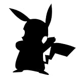 Pikachu Character Silhouette Vinyl Sticker Car Decal (6' White)