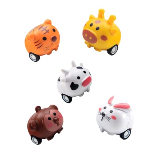 FIXOSHEE 5 Piezas Unidades Coche de Juguete con Forma de Animal Coche de Fricción Miniatura para Juguetes de Impulso para Bebés y Pequeños de Vehículos Adorables para Regalo