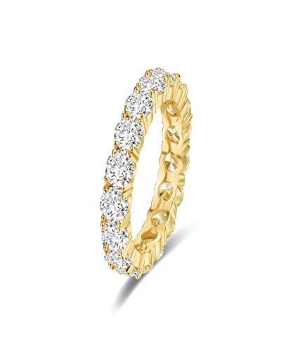 Lampu 14k yellow gold plated Cubic Zirconia Rings Eternity Bands Rings for Women
