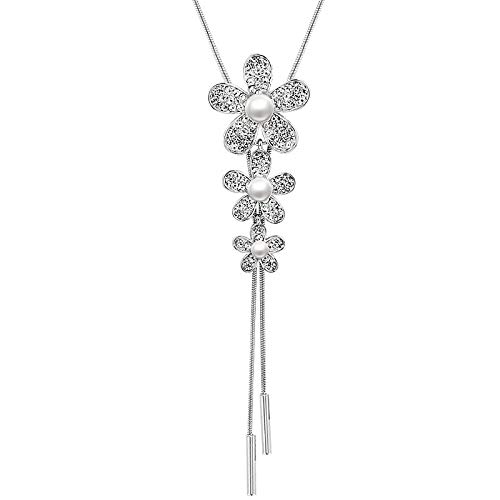 Yellow Chimes Long Chain Necklace for Women Floral Pendant for Girls Crystal Studded Pearl Long Chain Pendant Necklace for Women and Girls (B07FD99Y9V) Amazon Price History, Amazon Price Tracker