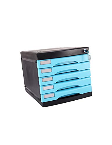 Preisvergleich Produktbild Schreibtischlampe Sperren Desktop-Schrank Aufbewahrungsbox Aktenschränke Aufbewahrungsbox 4. Stock 35 * 26 * 23,5 (cm) Kunststoff - Farbe: Blau