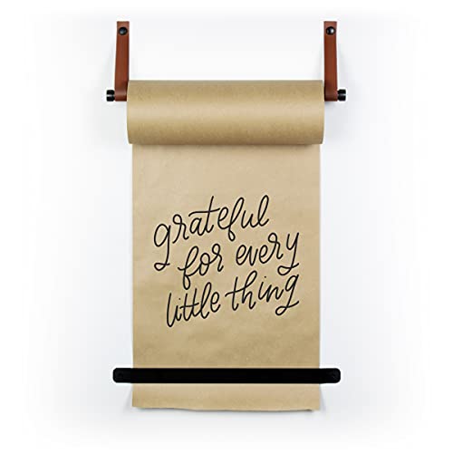 Rettel Leather Strap Paper Roller, Kraft Paper Scroll, Wall Decor, Wall Art, Wall Mount, Rustic Wall Decor, Butcher Paper Roll (18 Inch)