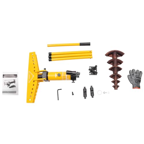 Manual Hydraulic Pipe Bender |10T Hydraulic Bender Tube Bending Manual Exhaust Pipe Tubing Machine Tool 6 Dies|Single Plunger Design|Two-Speed Design