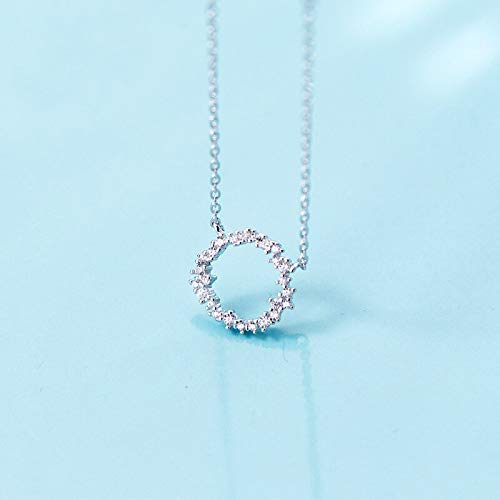 Collier argent 925 sterling pendentif cercle anti-ternissement pour femme