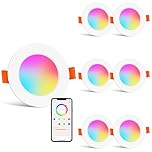 HYDONG LED Downlights for Ceiling Compatible with Alexa, 8W Colour Changing Recessed Ceiling Light, Smart RGB & 2700K-6000K Bluetooth Spotlights, IP44 Ceiling Lights for Bedroom Living Room, 6 Pack