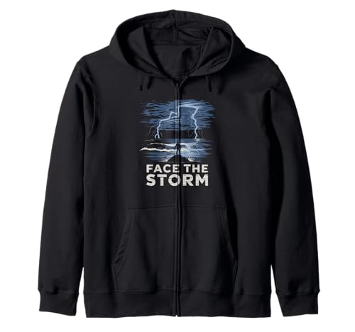 Diseño Face The Storm Power Strength Thunder Sudadera con Capucha