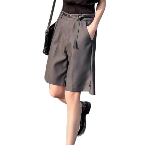 Costume short gris femme chic casual mode été fente latérale business confortable