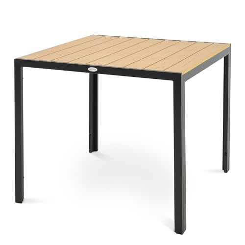 di volio Gartentisch Pesaro - mit Verstellbarer Beinhöhe, 90x90 cm, Gartentisch - wetterfest & langlebig, aus Aluminium, Holzoptik (Beige) di volio Gartentisch Pesaro - mit Verstellbarer Beinhöhe, 90x90 cm, Gartentisch - wetterfest & langlebig, aus Aluminium, Holzoptik (Beige)