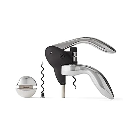 Houdini Corkscrew Wine Opener, Includes Foil Cutter and Extra Spiral, Black Cover