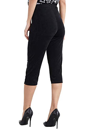 Jostar Women's Casual Capri Pants - Elastic Waist Stretchy Slim Fit Pull On Wrinkle Free Fabric Side Slit Cropped Trouser2