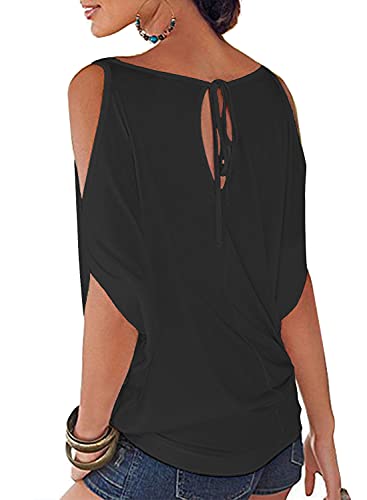 LEIYEE Womens Summer Cold Shoulder Tops Short Sleeve T Shirts Pullover Sexy Casual Dolman Blouses2