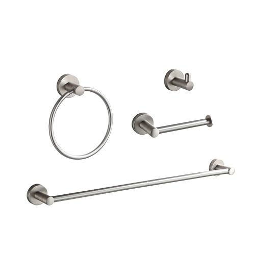 BGL Bathroom Accessory Set Brushed Nickel 4-Pieces Bathroom Towel Rack 24 Inches Adjustable Bathroom Hardware Set