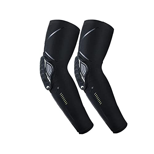 LTLCLZ 1Pair Sports Crashproof Elbow Pads Compression Arm Sleeves Protector for Outdoor Basketball Football Bicycle Elbow Support Guard,Black,M