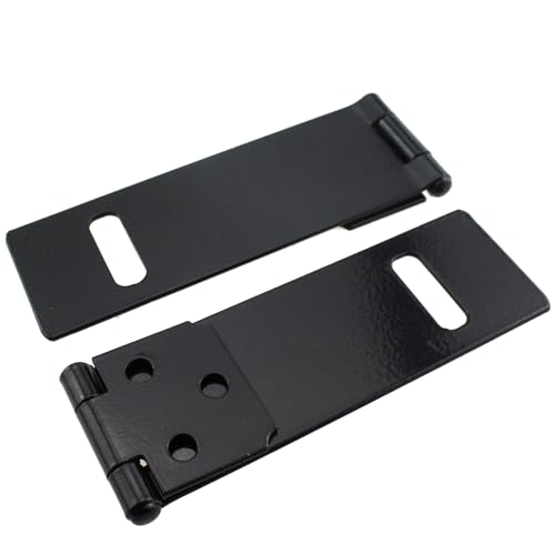 Image of 4PCS Door Sliding Latch Lock Painted Iron Lock 4 Inch Black Padlock Hitch with Screw for Cabinet and Box and Door