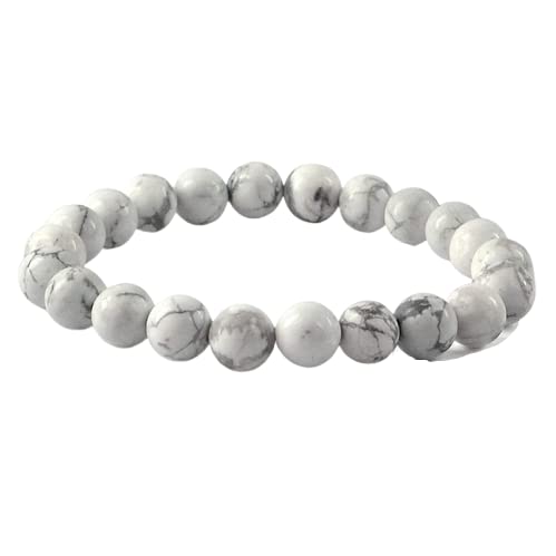 Bracelet en hurlé blanc naturel rond de 10 mm élastique de 8 pouces