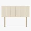 Bedding Home Striped Small Double Headboard For Divan Beds | Premium Adjustable Height Velvet Bedroom Bedhead | Luxury Lined Plush 4ft Head Boards for Beds (4Ft Small Double - Cream)