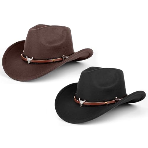 Chapeau de cowboy en feutre noir Aegistus au design classique et finitions soignées à sangle