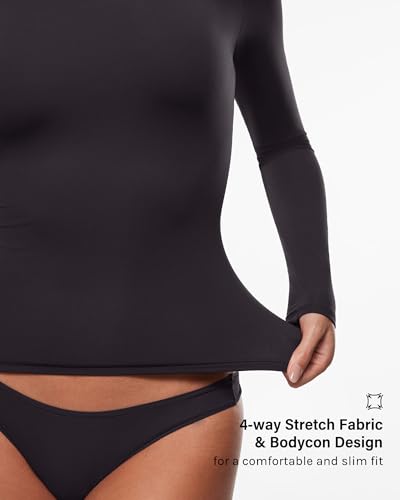 INLYRIC Women's Inbarely Soft Mock Turtleneck Double Lined Long Sleeve Tops Going Out Slim Fitted Sexy Trendy T-Shirts2