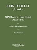 Partitions classique MUSICA RARA LOEILLET JEAN BAPTISTE (JOHN OF LONDON) - SONATE IN E OP. 1/6 - 2 T-RECORDER, BASSO CONTINUO Flûte à bec