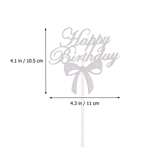 YARNOW 10 Stks Happy Birthday Cake Toppers Glitter Cupcake Toppers Cake Picks Met Strik Verjaardagstaart Decoraties… - Afbeelding 5