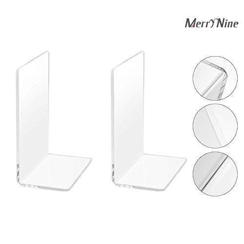 MerryNine Plastic Acrylic Bookends Pair Organizer Bookshelf Decor Decorative Bedroom Library Office School