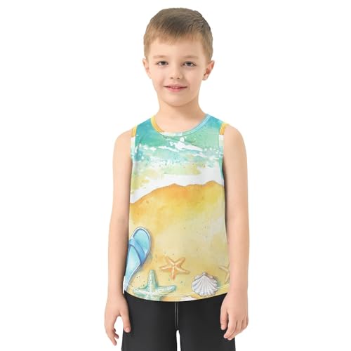 susiyo Summer Flip Flop Seashell Boys Sleeveless Tank Top Girls Athletic T Shirt2