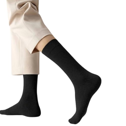 Men’s Dress Socks 6-Pack – Soft Cotton Crew Socks for Men – Breathable, Lightweight & Seamless Fit – Classic Black Calf Socks for Everyday Comfort2